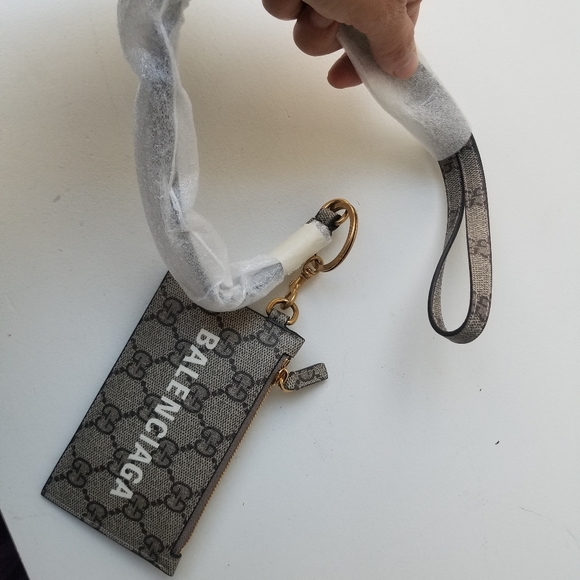 Auth Gucci Balenciaga Hacker Project Card case key ring pouch detachable strap - Picture 3 of 11
